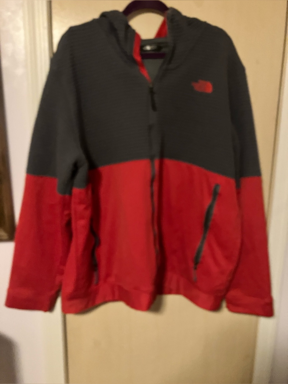 The North Face Men’s Gray & Red Two-Tone Full-Zip Hooded Jacket, Mens 2xL